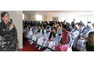 The First lady of the State Smt Jyotsna Sharma in the �Sneh Milan� an inter-faith gathering of various religious organisations of Arunachal Pradesh at The Art of Living campus, Jollang Village, Itanagar on 28th February 2015